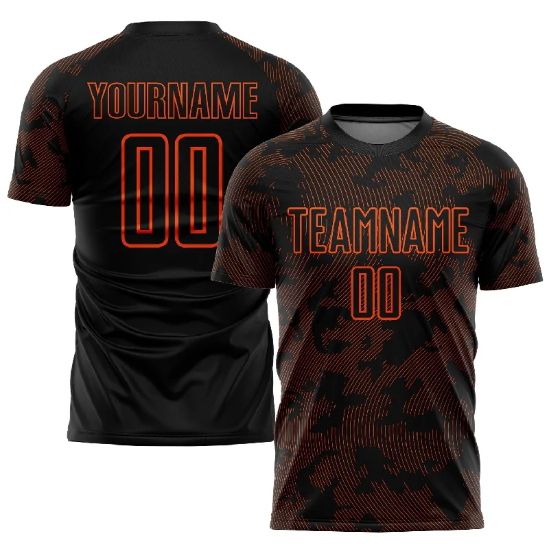 Football Jersey For Team Spirit-Custom Black Orange Sublimation Soccer Uniform Jersey