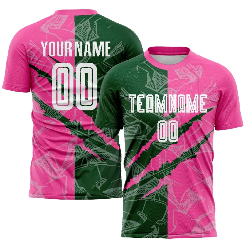 Football Jersey For Custom Football Apparel-Custom Graffiti Pattern Green-Pink Scratch Sublimation Soccer Uniform Jersey