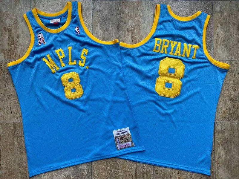 Basketball Jersey For Custom Basketball Apparel-Lakers 8 Kobe Bryant Blue MPLS 2001-02 Hardwood Classics Basketball Jersey