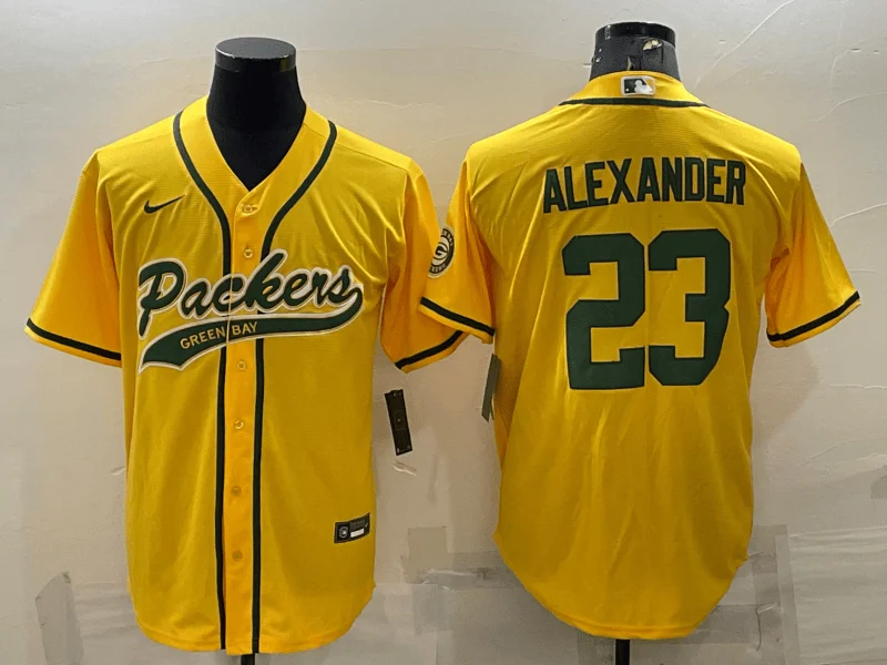 Baseball Jersey For Youth Fan Apparel-Men's Green Bay Packers #23 Jaire Alexander Yellow With Patch Cool Base Stitched Baseball Jersey