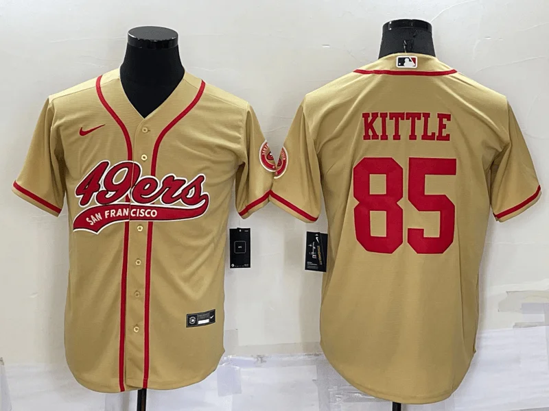 Baseball Jersey For Custom Orders-Men's San Francisco 49ers #85 George Kittle Gold Stitched Cool Base Baseball Jersey