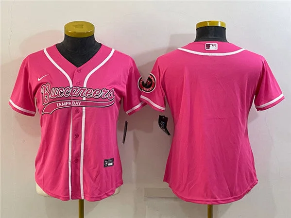 Baseball Jersey For Baseball Event Gear-Women's Tampa Bay Buccaneers Blank Pink With Patch Cool Base Stitched Baseball Jersey(Run Small)