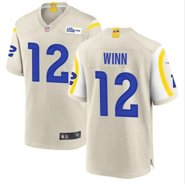 Football Jersey For Fan Merchandise-Men's Los Angeles Rams #12 Dresser Winn Bone Stitched Football Game Jersey