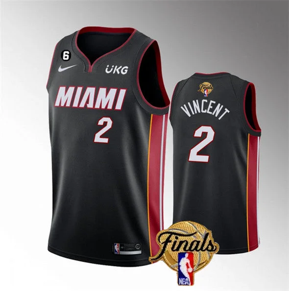 Basketball Jersey For Fanatic Merchandise-Heat 2 Gabe Vincent Black 2023 Finals NO.6 Patch Swingman Basketball Jersey