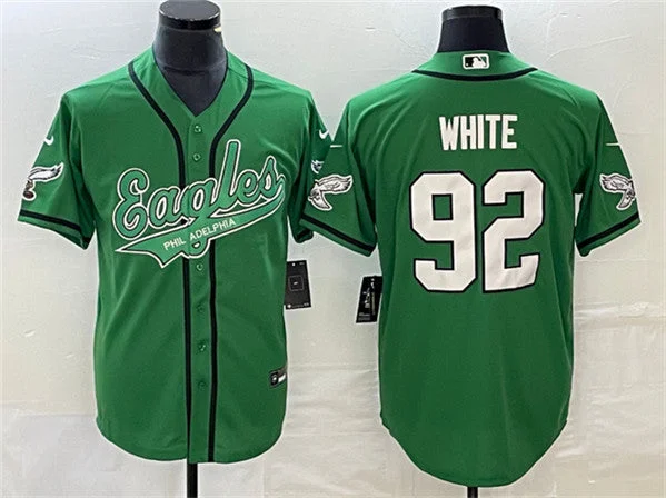 Baseball Jersey For Family And Friends Gifts-Men's Philadelphia Eagles #92 Reggie White Green Cool Base Stitched Baseball Jersey