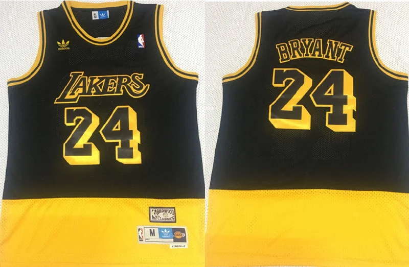 Basketball Jersey For Team Apparel And Gear-Lakers 24 Kobe Bryant Fluorescent Black Yellow Split Hardwood Classics Basketball Jersey