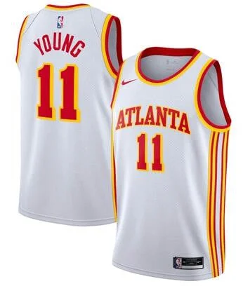 Basketball Jersey For High School Fan Gear-Hawks 11 Trae Young White Swingman Basketball Jersey