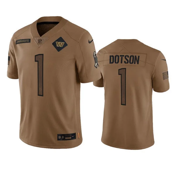 Football Jersey For Softball And Football Fans-Men's Washington Commanders #1 Jahan Dotson 2023 Brown Salute To Service Limited Football Stitched Jersey