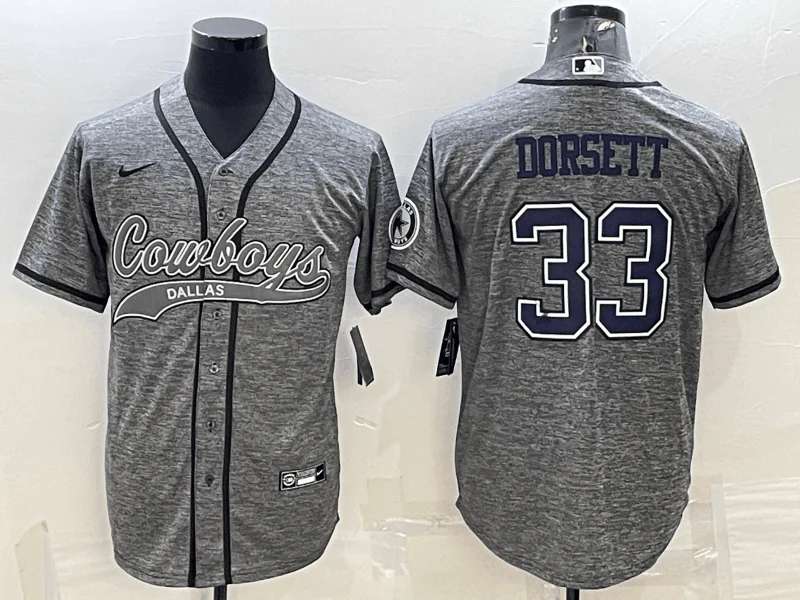 Baseball Jersey For Baseball Fans-Men's Dallas Cowboys #33 Tony Dorsett Grey Gridiron With Patch Cool Base Stitched Baseball Jersey