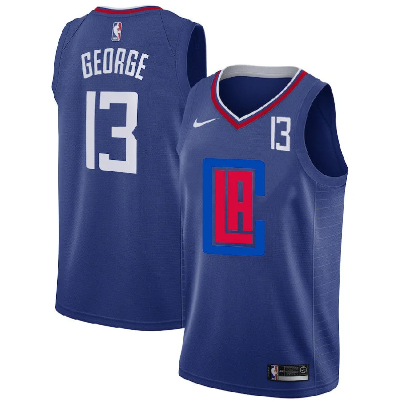 Basketball Jersey With Custom Colors-Clippers 13 Paul George Blue City Edition Number Swingman Basketball Jersey