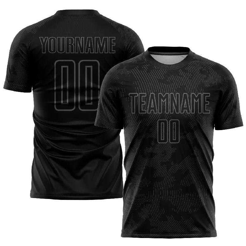 Football Jersey For Custom Orders-Custom Black Gray Sublimation Soccer Uniform Jersey