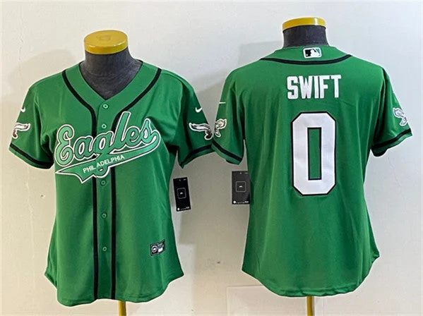 Baseball Jersey For Official Team Products-Women's Philadelphia Eagles #0 D’andre Swift Green Cool Base Stitched Baseball Jersey(Run Small)