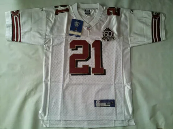 Football Jersey With Player Names And Numbers-Men's San Francisco 49ers #21 Frank Gore White 60th Anniversary Limited Football Stitched Jersey