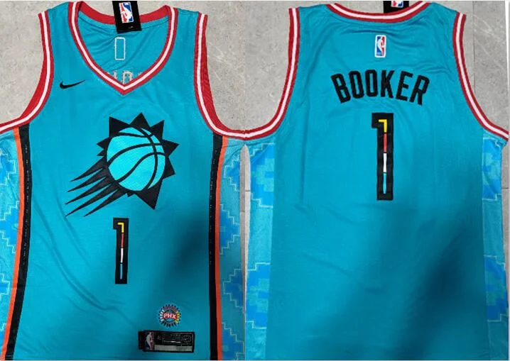 Basketball Jersey For Custom Logos And Graphics-Suns 1 Devin Booker Blue 2023 City Edition Swingman Basketball Jersey