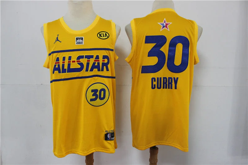 Basketball Jersey For Fundraisers-Warriors 30 Stephen Curry Yellow 2021 All-Star Jordan Brand Swingman Basketball Jersey