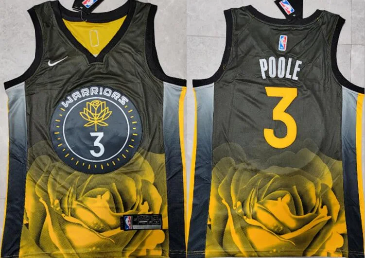 Basketball Jersey With Embroidered Logo-Warriors 3 Jordan Poole Black 2022-23 City Edition Swingman Basketball Jersey