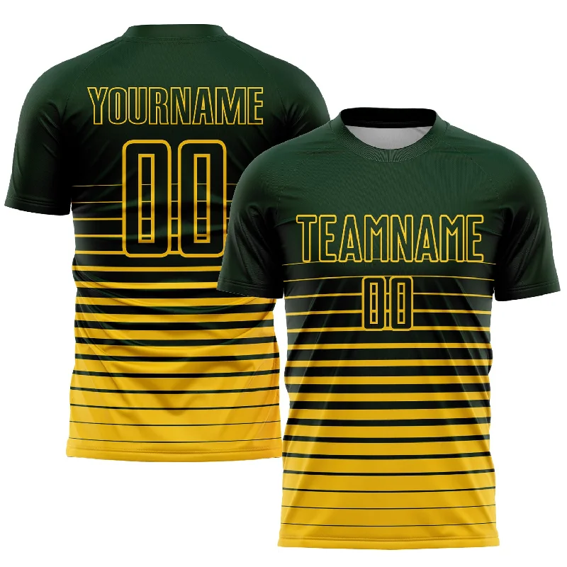 Football Jersey For Team Recognition-Custom Green Yellow Pinstripe Fade Fashion Sublimation Soccer Uniform Jersey