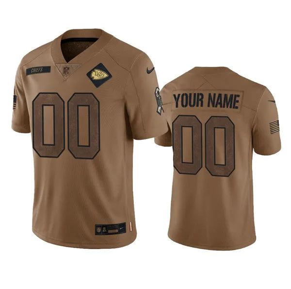 Football Jersey For Football Gifts And Memorabilia-Men's Kansas City Chiefs Active Player Custom 2023 Brown Salute To Service Limited Football Stitched Jersey