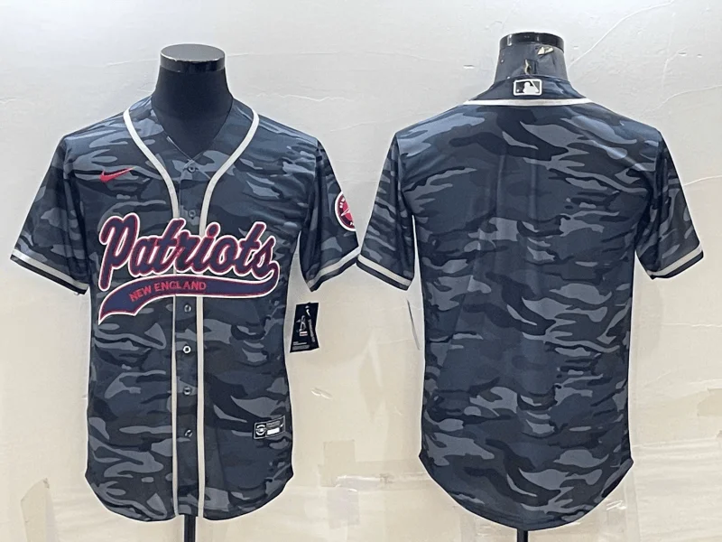 Baseball Jersey For Baseball Season Gear-Men's New England Patriots Blank Grey Camo With Patch Cool Base Stitched Baseball Jersey