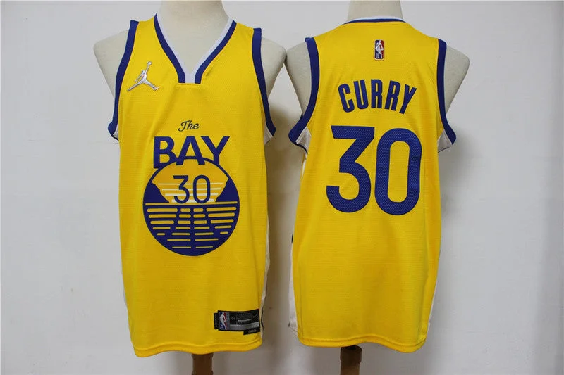 Basketball Jersey For School Teams-Warriors 30 Stephen Curry White Jordan Brand Diamond 75th Anniversary City Edition Swingman Basketball Jersey