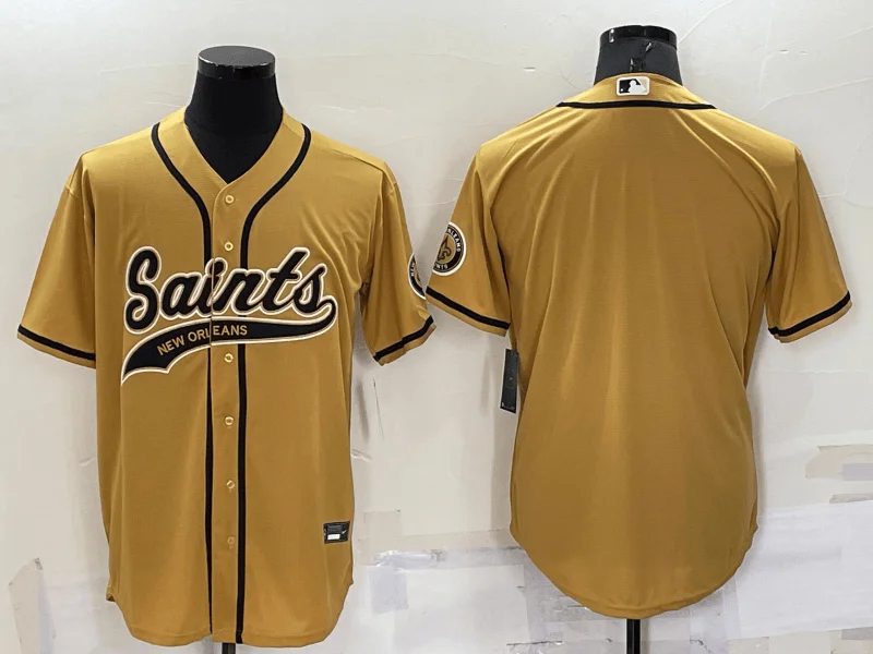 Baseball Jersey For Group Orders-Men's New Orleans Saints Blank Gold Stitched Cool Base Baseball Jersey