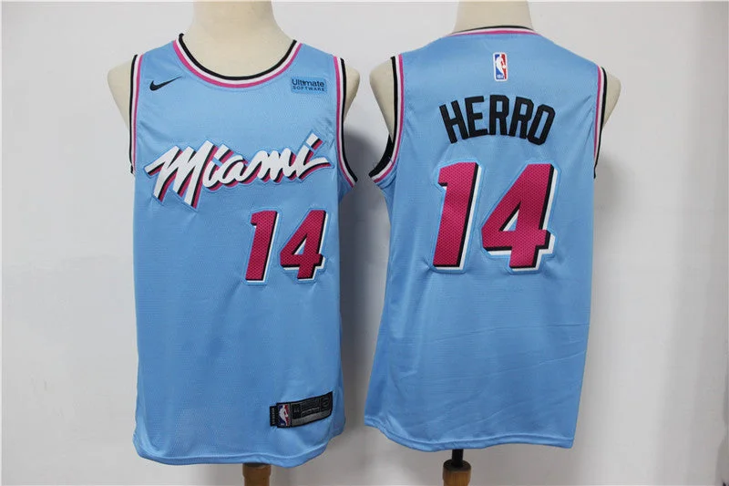 Basketball Jersey For Custom Print Orders-Heat 14 Tyler Herro Light Blue 2020 City Edition Swingman Basketball Jersey