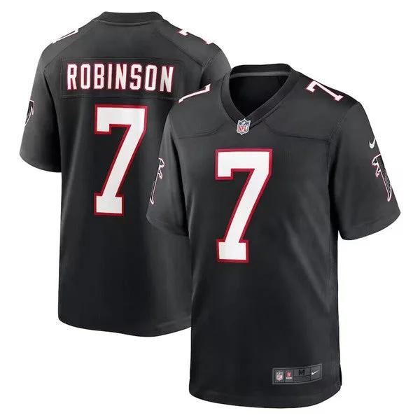 Football Jersey For Fanatic Merchandise-Men's Atlanta Falcons #7 Bijan Robinson Black 2023 First Round Pick Throwback Football Stitched Game Jersey