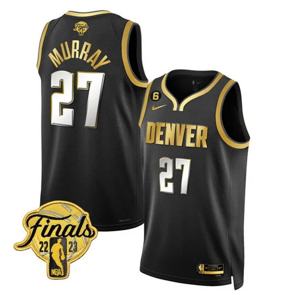 Basketball Jersey For Youth Sports Apparel-Nuggets 27 Jamal Murray Black 2023 Finals NO.6 Patch Association Edition Swingman Basketball Jersey