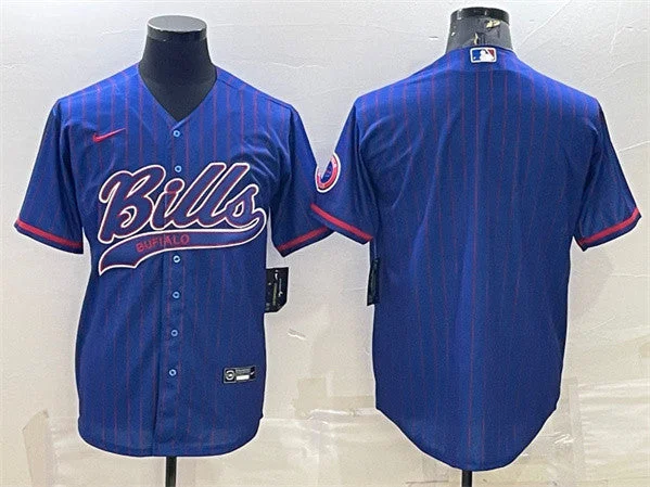 Baseball Jersey For High School Teams-Men's Buffalo Bills Team Big Logo Cool Base Stitched Baseball Jersey