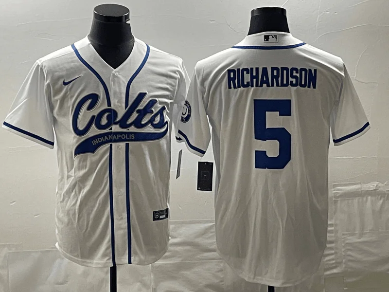 Baseball Jersey For Sports Fans Apparel-Men's Indianapolis Colts #5 Anthony Richardson White Cool Base Stitched Baseball Jersey