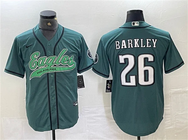 Baseball Jersey For Personalized Youth Gear-Men's Philadelphia Eagles #26 Saquon Barkley Green Cool Base Baseball Stitched Jersey