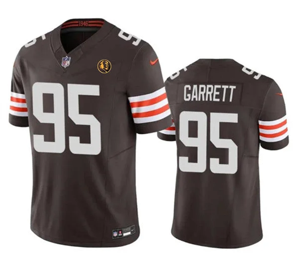 Football Jersey For Youth Fan Apparel-Men's Cleveland Browns #95 Myles Garrett Brown 2023 F.U.S.E. With John Madden Patch Vapor Untouchable Limited Football Stitched Jersey