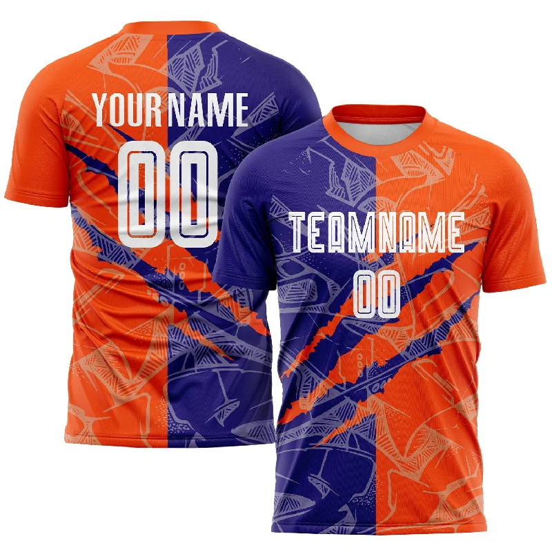 Football Jersey For Personalized Custom Team Gear-Custom Graffiti Pattern Dark Purple-Orange Scratch Sublimation Soccer Uniform Jersey