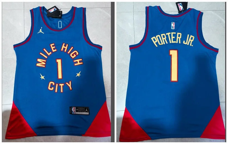 Basketball Jersey For Custom Numbering-Nuggets 1 Michael Porter Jr. Blue Swingman Basketball Jersey