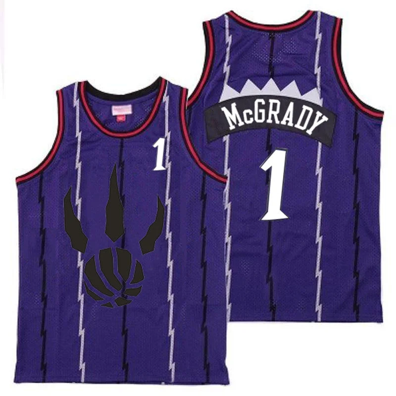 Basketball Jersey For Special School Customization-Raptors 1 Tracy McGrady Purple Throwback Basketball Jersey