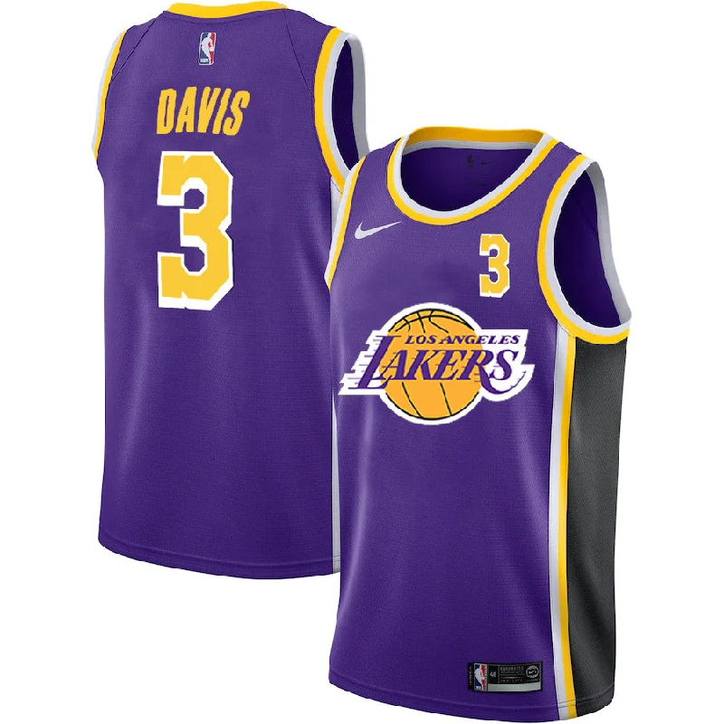 Basketball Jersey For Official Tournament Merchandise-Lakers 3 Anthony Davis Purple 2020-2021 New City Edition Swingman Basketball Jerseys