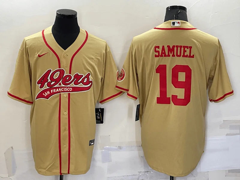 Baseball Jersey For Custom Fan Apparel-Men's San Francisco 49ers #19 Deebo Samuel Gold Stitched Cool Base Baseball Jersey