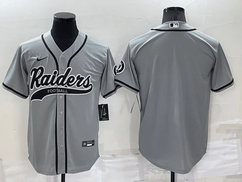 Baseball Jersey For Team Recognition-Men's Las Vegas Raiders Blank Grey Stitched Cool Base Baseball Jersey