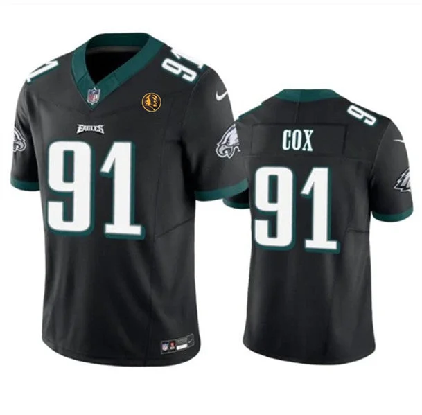 Football Jersey For Personalized Numbering-Men's Philadelphia Eagles #91 Fletcher Cox Black 2023 F.U.S.E. With John Madden Patch Vapor Limited Football Stitched Jersey