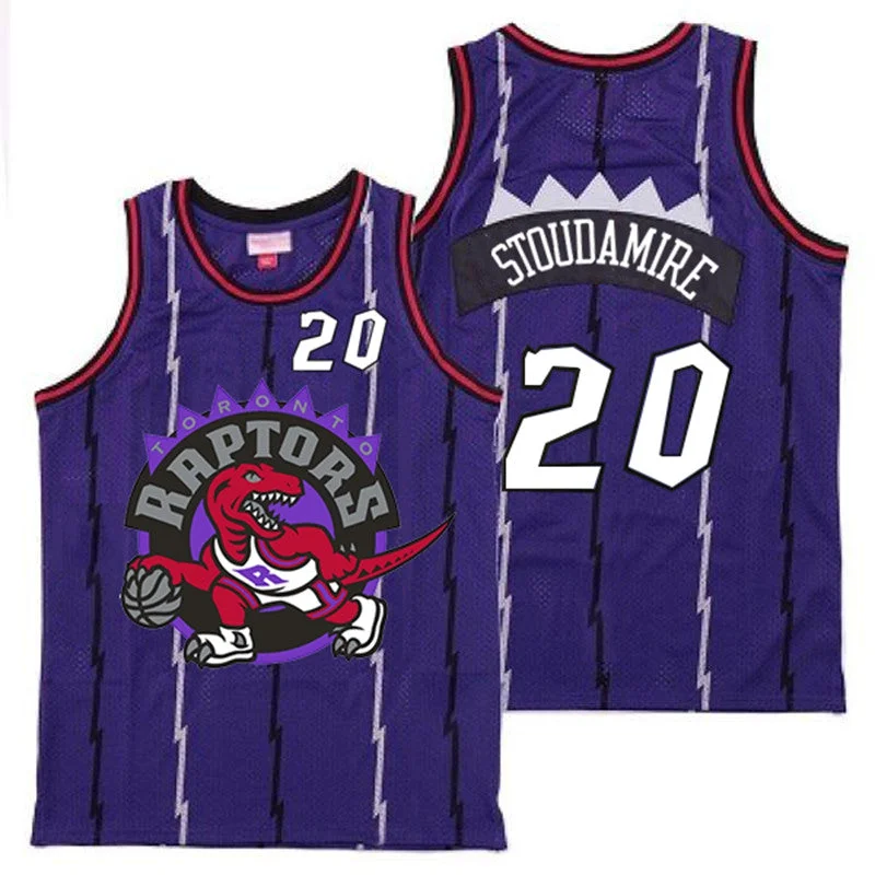 Basketball Jersey For Supporter Customization-Raptors 20 Damon Stoudamire Purple Big Logo Retro Basketball Jersey