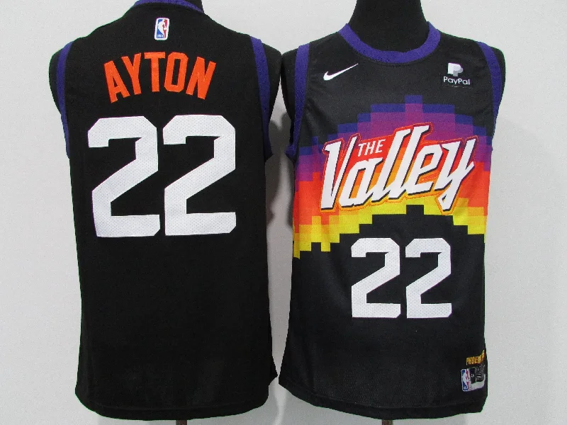 Basketball Jersey For Basketball Tournament Teams-Suns 22 Deandre Ayton Black 2021 City Edition Swingman Basketball Jersey