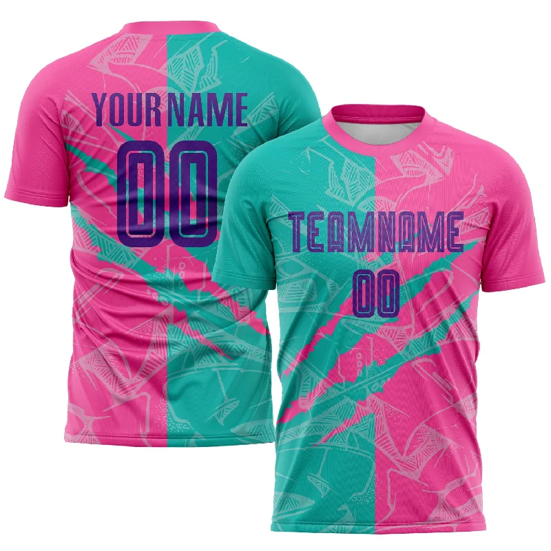 Football Jersey For Group And Fan Merchandise-Custom Graffiti Pattern Purple Teal-Pink Scratch Sublimation Soccer Uniform Jersey