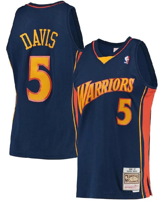 Basketball Jersey For School Tournament Teams-Warriors 5 Baron Davis Navy 2006-07 Hardwood Classics Basketball Jersey