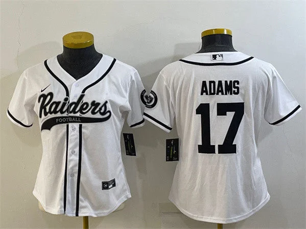 Baseball Jersey For Team Building Activities-Women's Las Vegas Raiders #17 Davante Adams White With Patch Cool Base Stitched Baseball Jersey(Run Small)