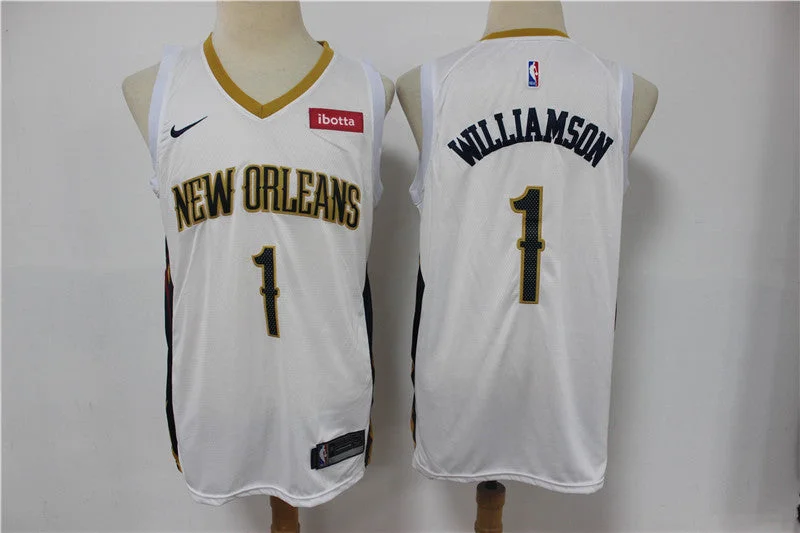 Basketball Jersey For Supporters Of Custom Teams-Pelicans 1 Zion Williamson White Earned Edition Swingman Basketball Jersey