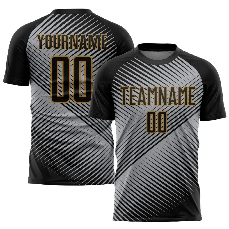 Football Jersey For Family And Friends Gifts-Custom Gray Black-Old Gold Sublimation Soccer Uniform Jersey