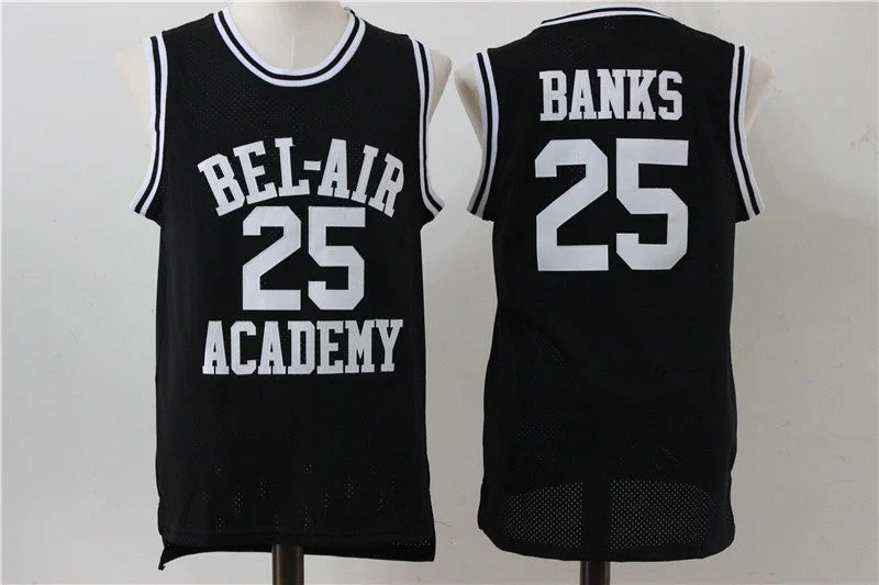 Basketball Jersey For Team Apparel And Gear-Bel-Air Academy 25 Carlton Banks Black Stitched Movie Basketball Jersey