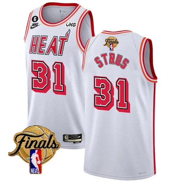 Basketball Jersey For Charity Events-Heat 31 Max Strus White 2023 Finals NO.6 Patch Classic Edition Swingman Basketball Jersey