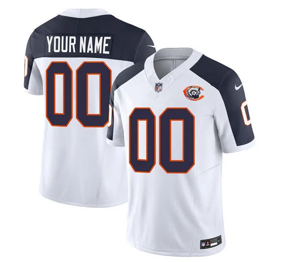 Football Jersey For Group Events-Men's Chicago Bears Active Player Custom 2023 F.U.S.E. White/Navy Throwback Limited Football Stitched Jersey