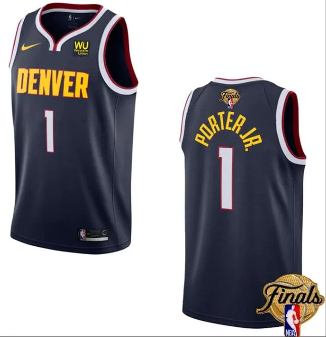 Basketball Jersey For College Teams-Nuggets 1 Michael Porter Jr. Navy 2023 Finals Patch Icon Edition Swingman Basketball Jersey